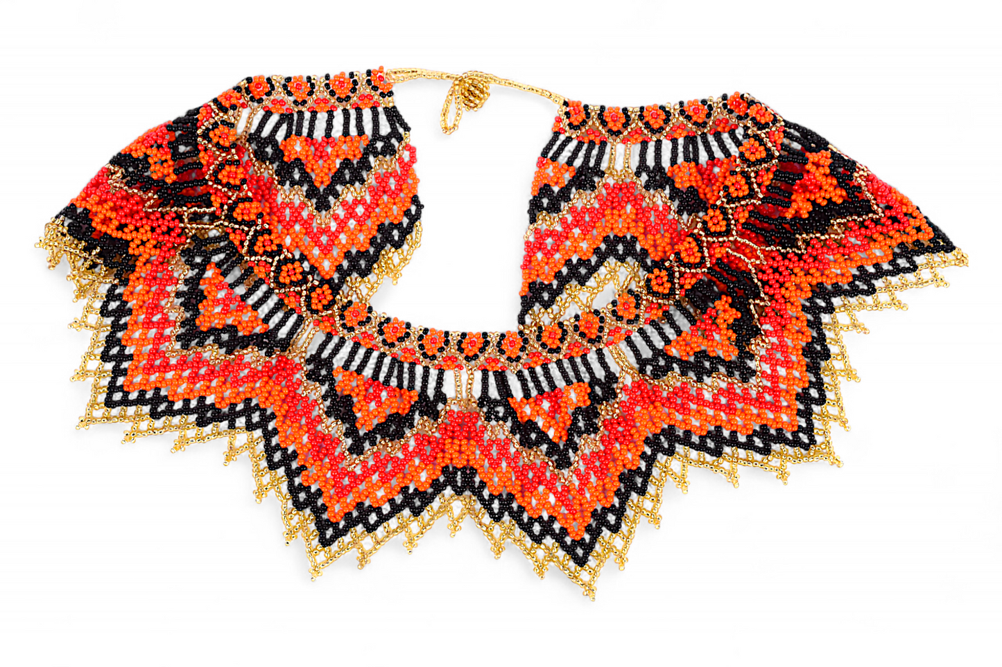 Large Red & Orange Beaded Necklace