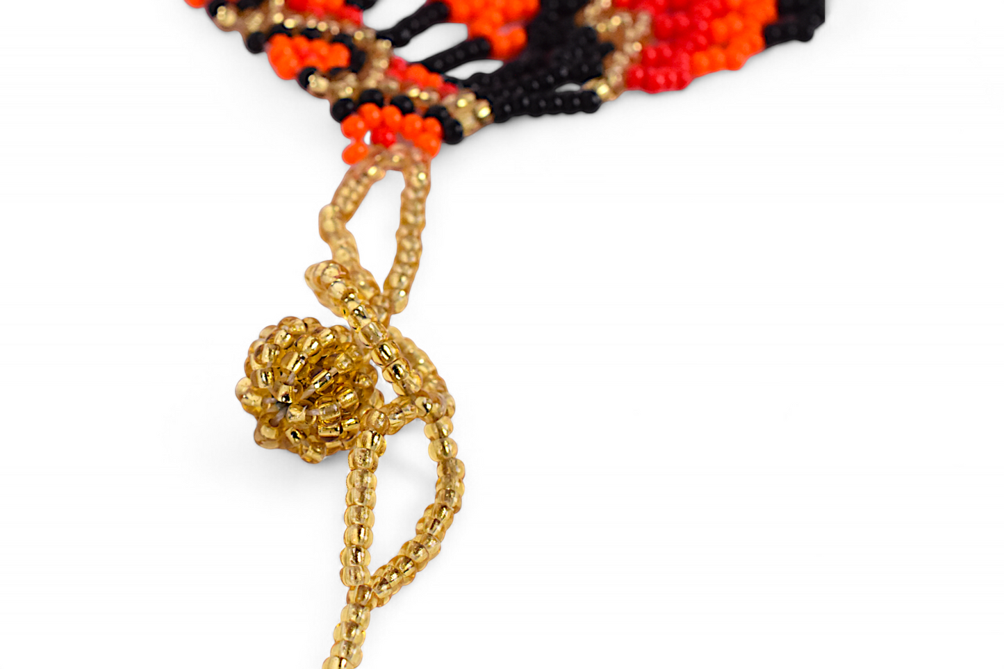 Large Red & Orange Beaded Necklace