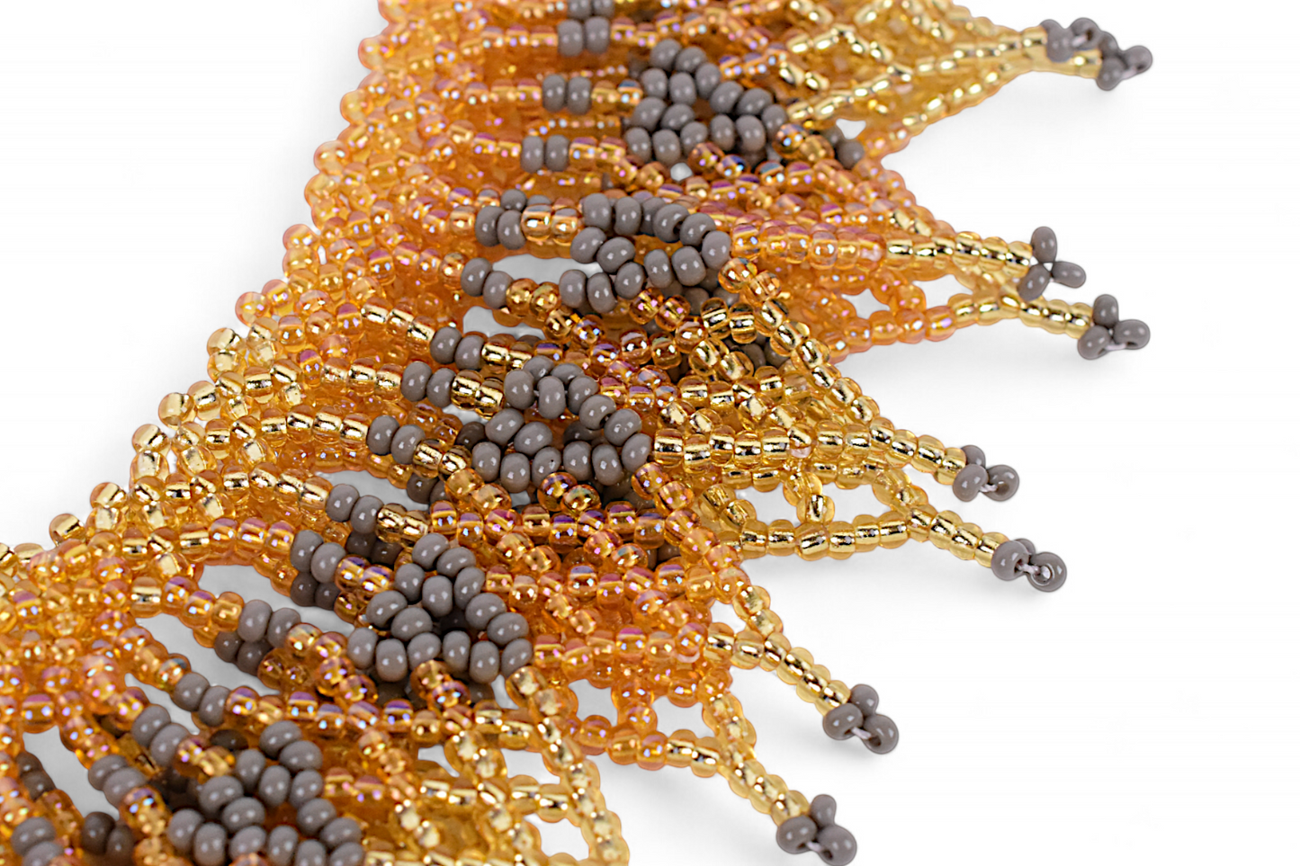 Gold & Grey Beaded Necklace (Medium)