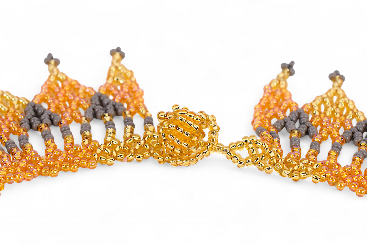 Gold & Grey Beaded Necklace (Medium)