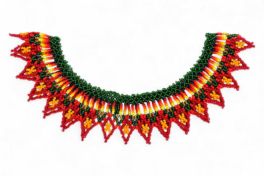 Red & Green Beaded Necklace (Medium)