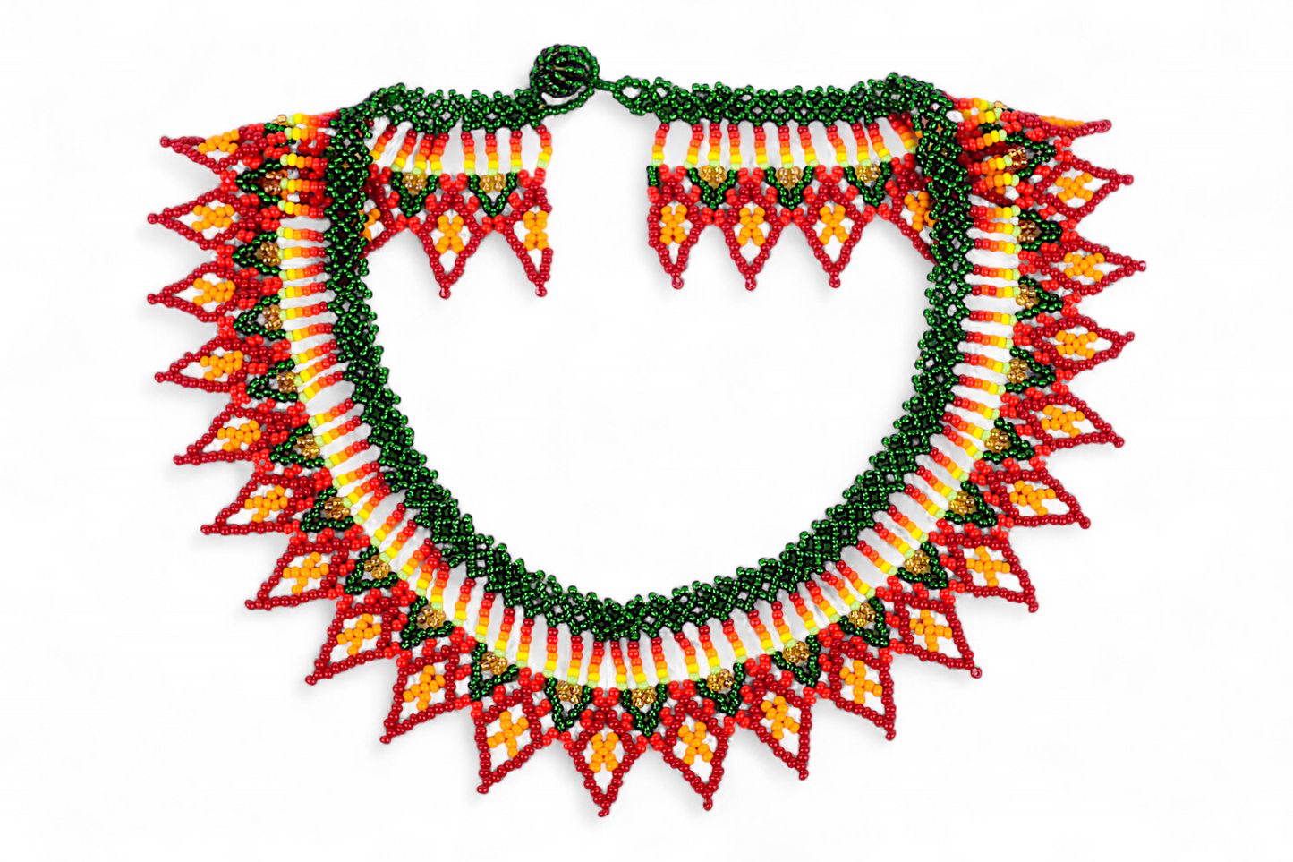 Red & Green Beaded Necklace (Medium)