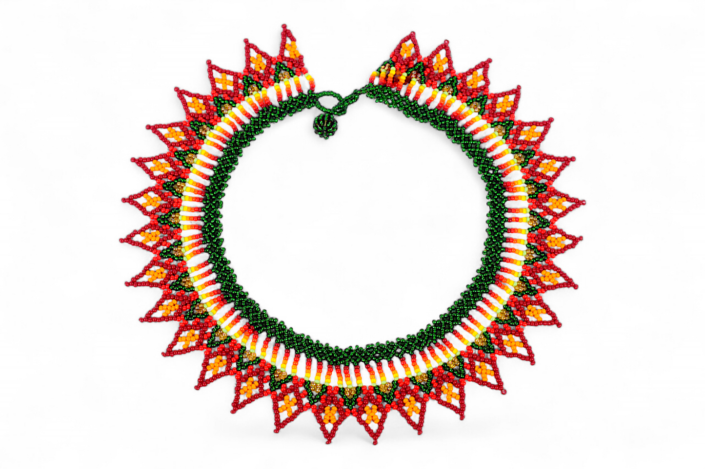 Red & Green Beaded Necklace (Medium)