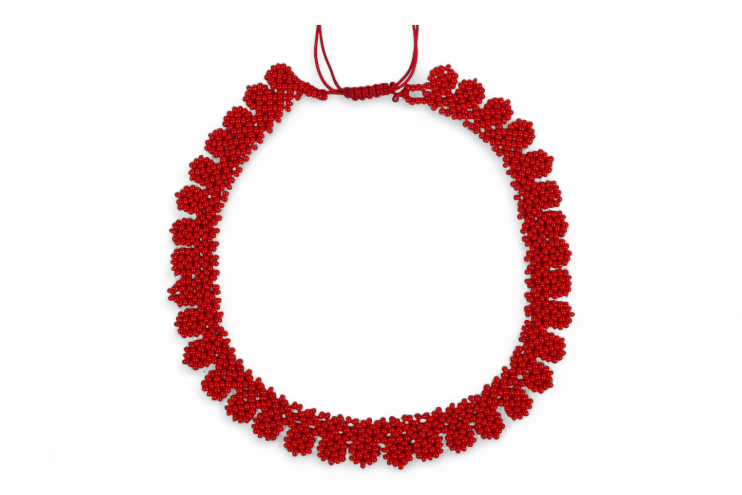 Red Beaded Chocker Necklace (Medium)