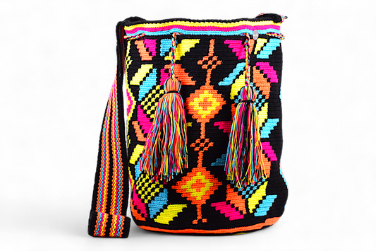 Large Boho Bucket Bag with Multi Colour  Design