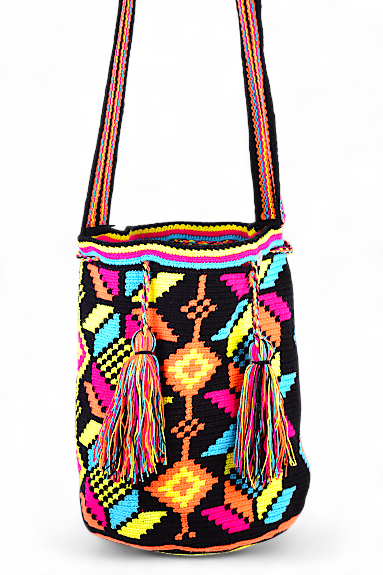 Large Boho Bucket Bag with Multi Colour  Design