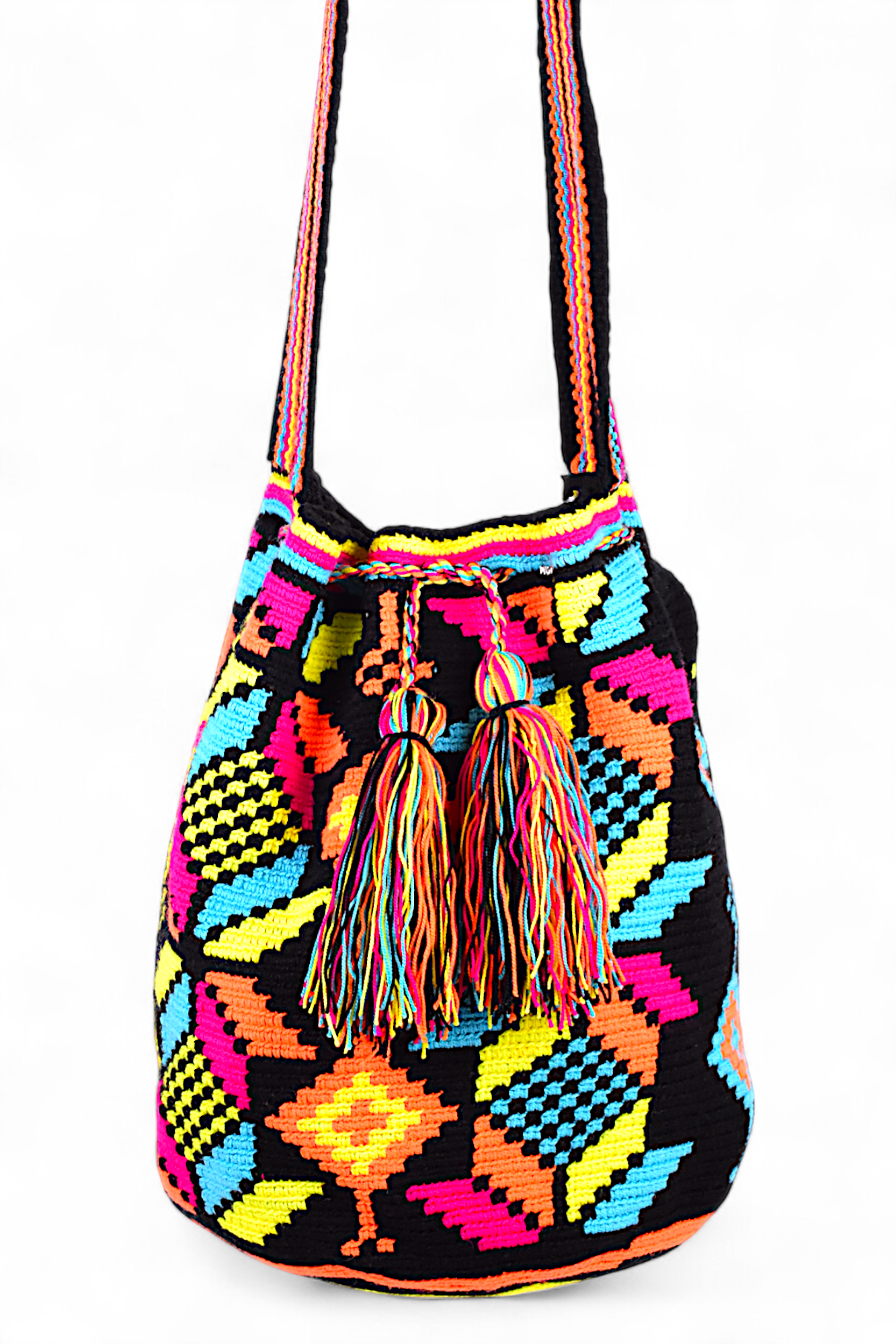 Large Boho Bucket Bag with Multi Colour  Design