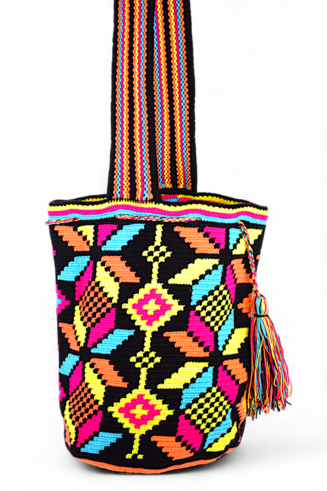 Large Boho Bucket Bag with Multi Colour  Design