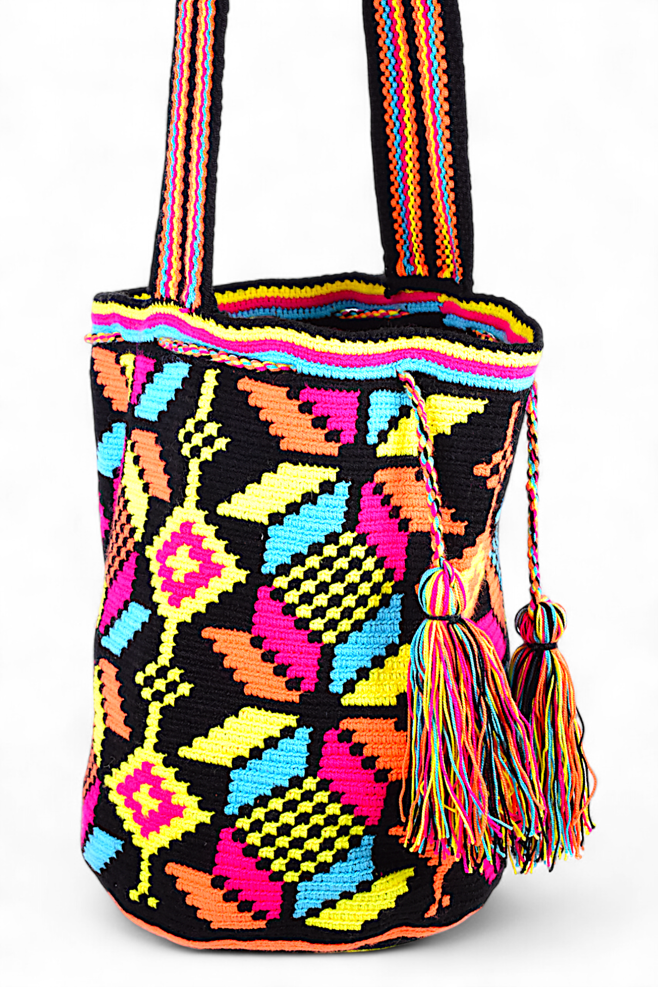 Large Boho Bucket Bag with Multi Colour  Design