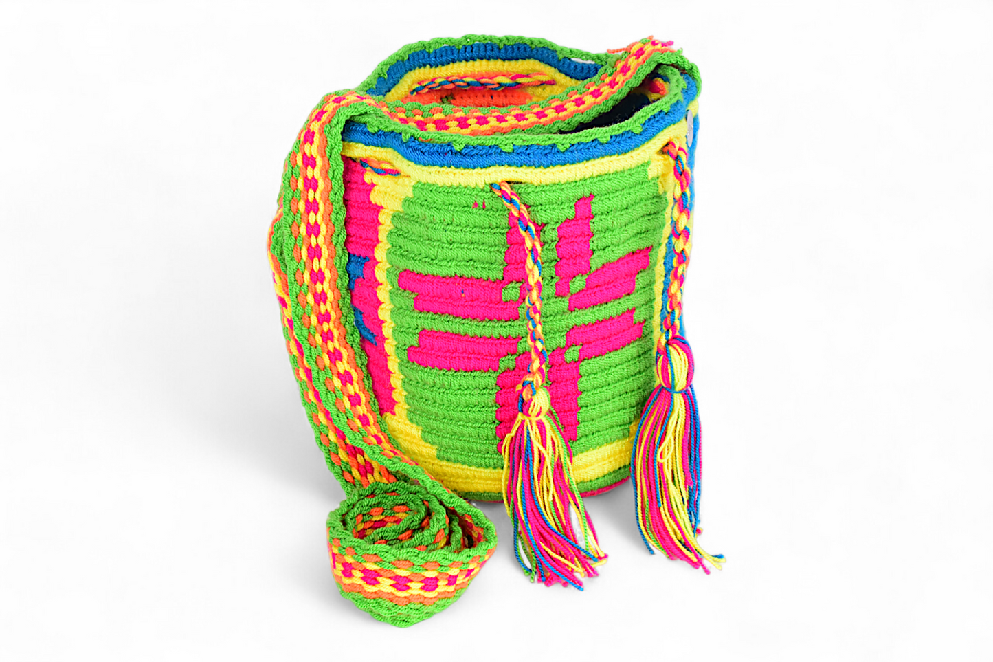 Small Buckett Bag with Multicolour Geometric Design