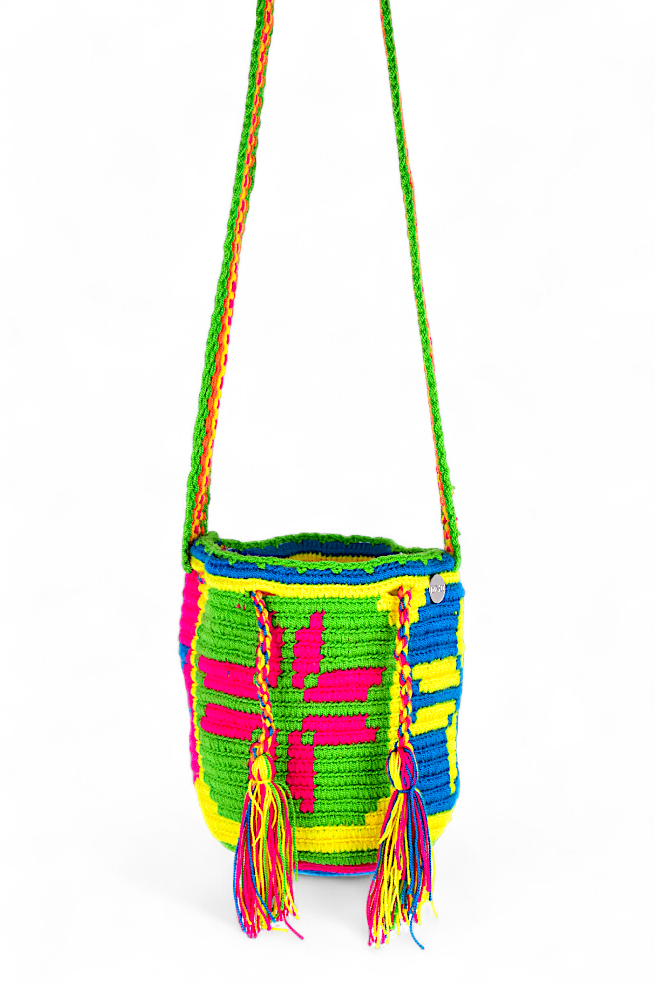 Small Buckett Bag with Multicolour Geometric Design