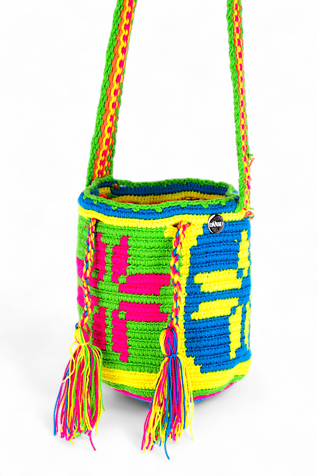 Small Buckett Bag with Multicolour Geometric Design