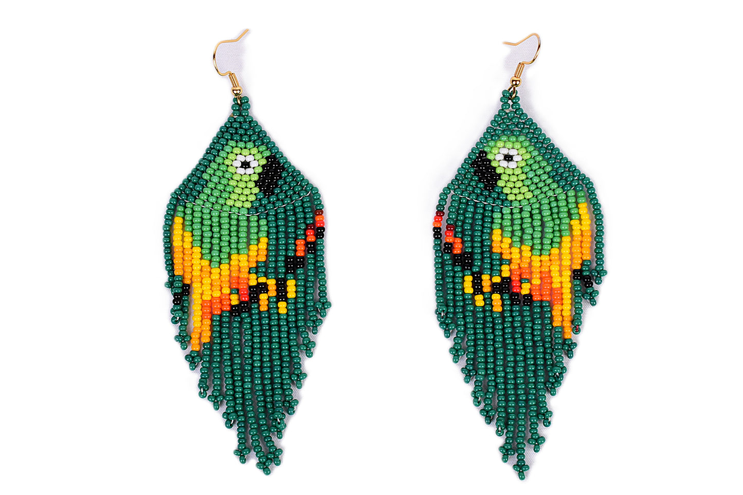 Dark Green Parrot Earrings