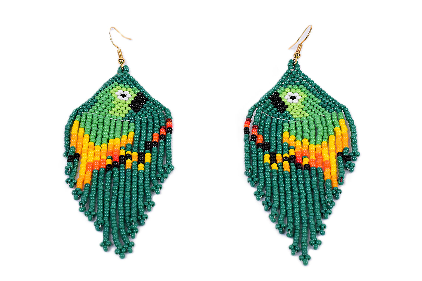 Dark Green Parrot Earrings