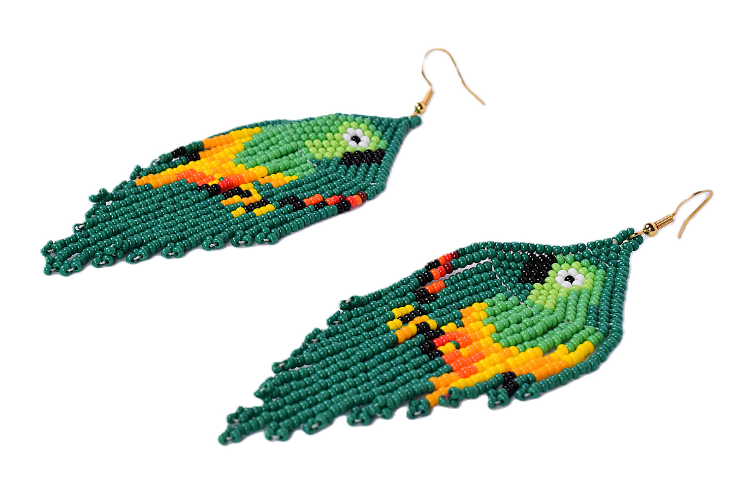 Dark Green Parrot Earrings