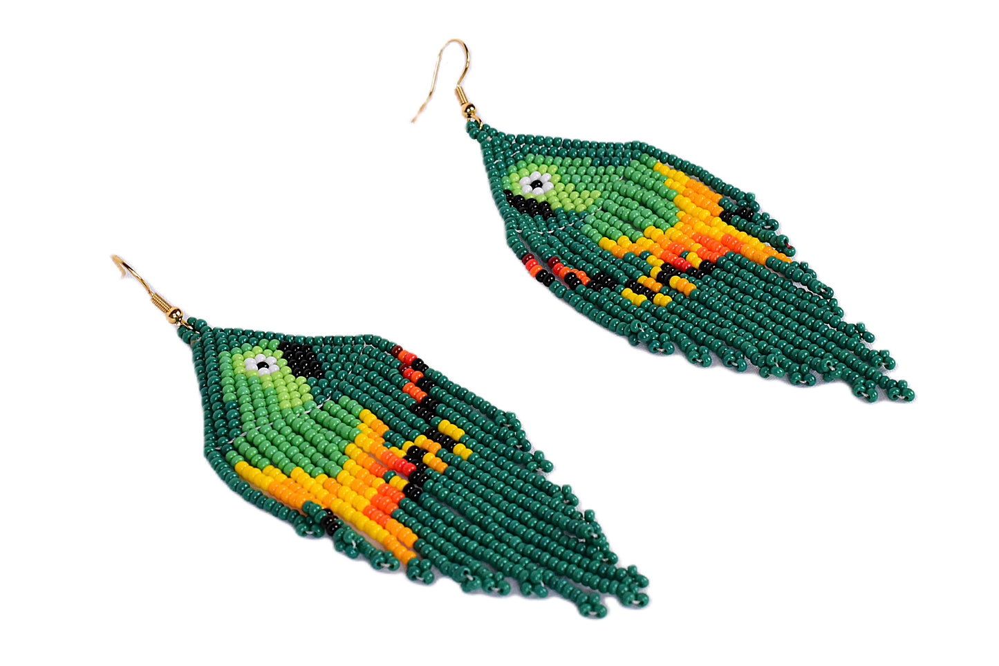 Dark Green Parrot Earrings
