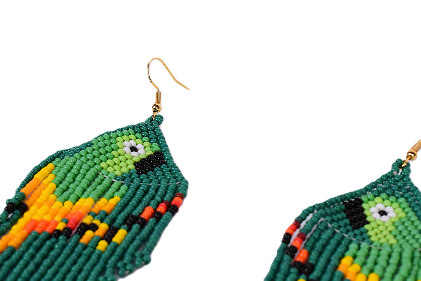 Dark Green Parrot Earrings