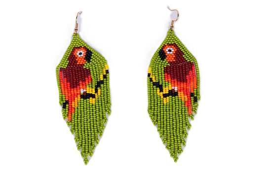 Lime Green Parrot Earrings