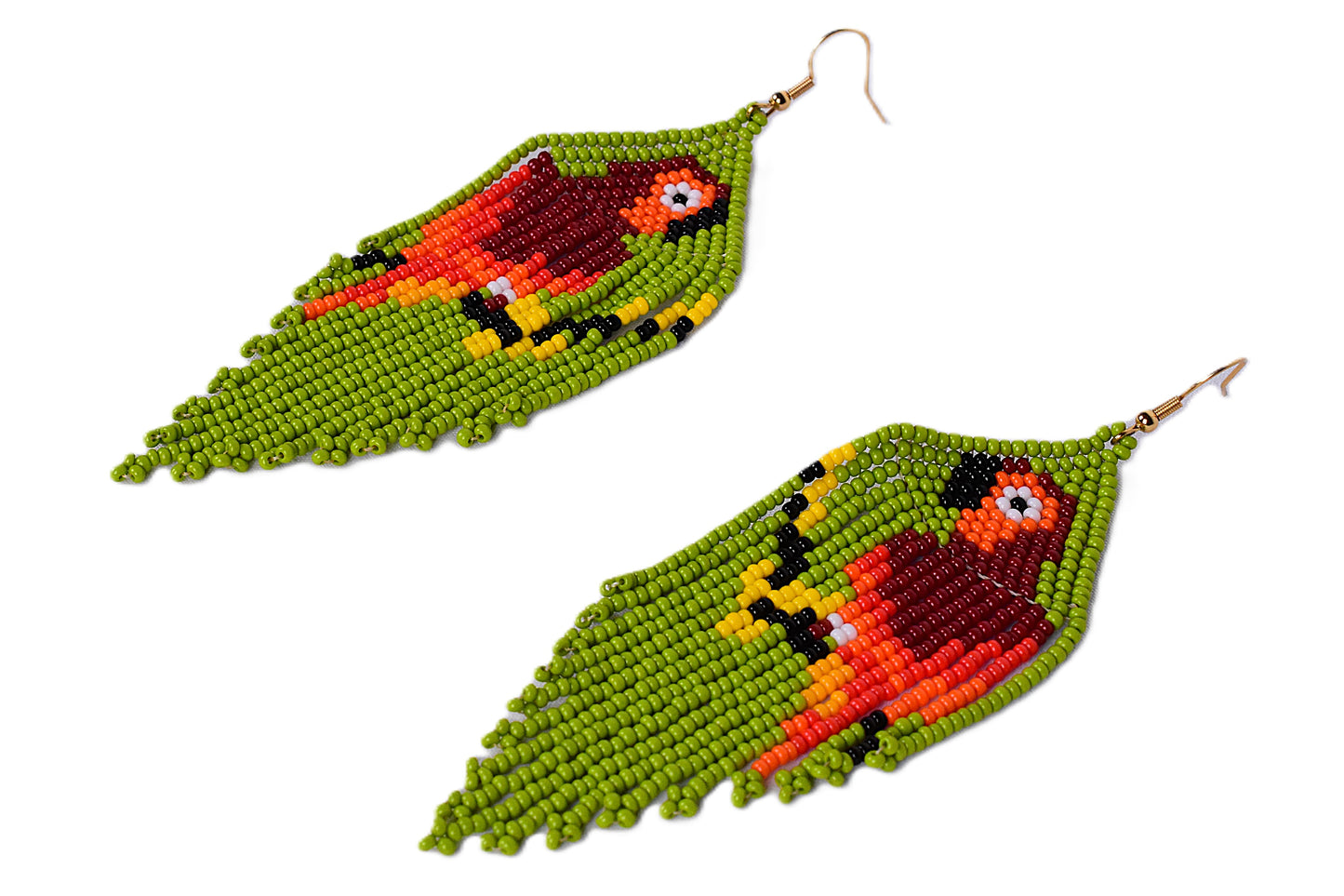 Lime Green Parrot Earrings