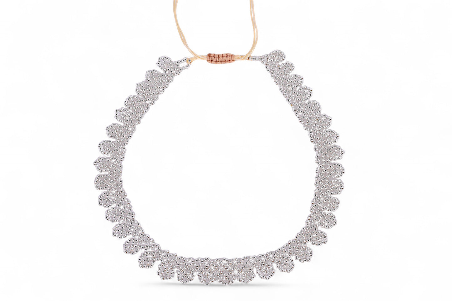 Silver Beaded Chocker Necklace (Medium)