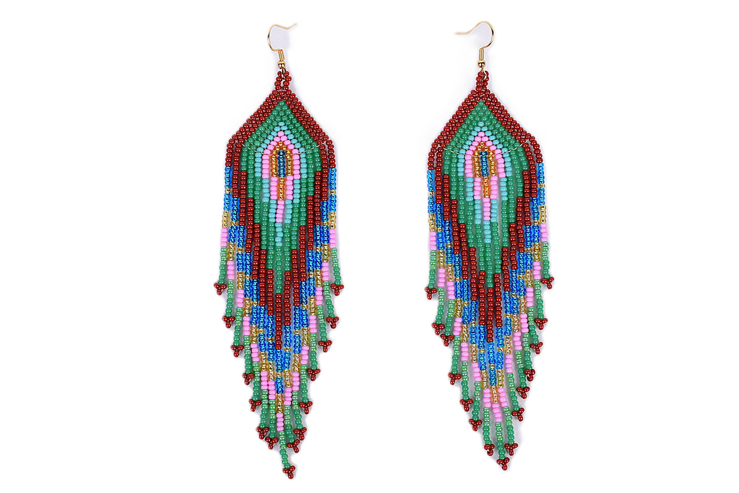 Green & Brown Feather Earrings