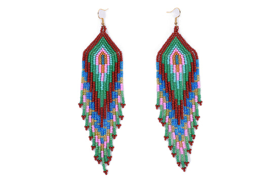 Green & Brown Feather Earrings