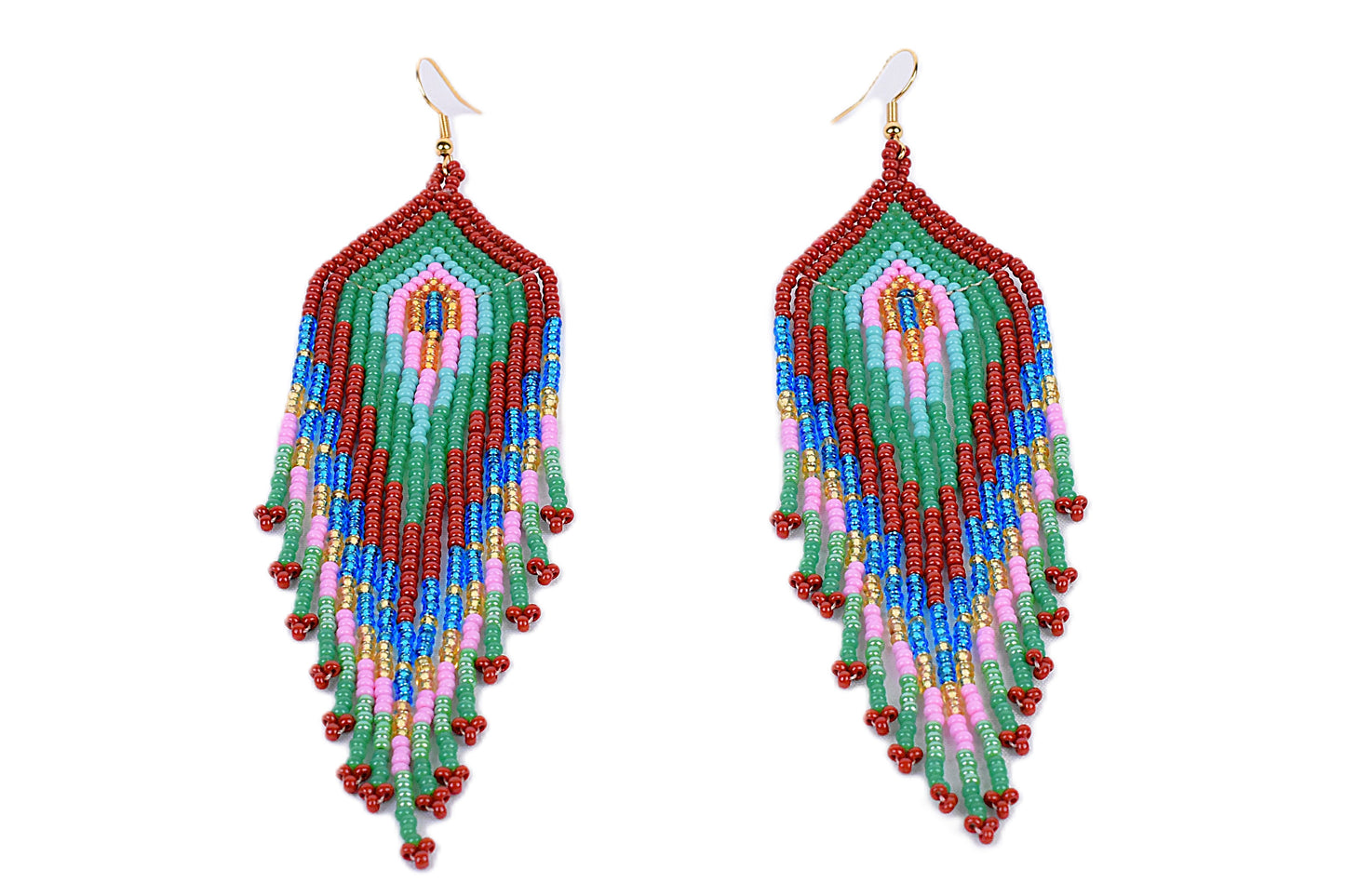 Green & Brown Feather Earrings