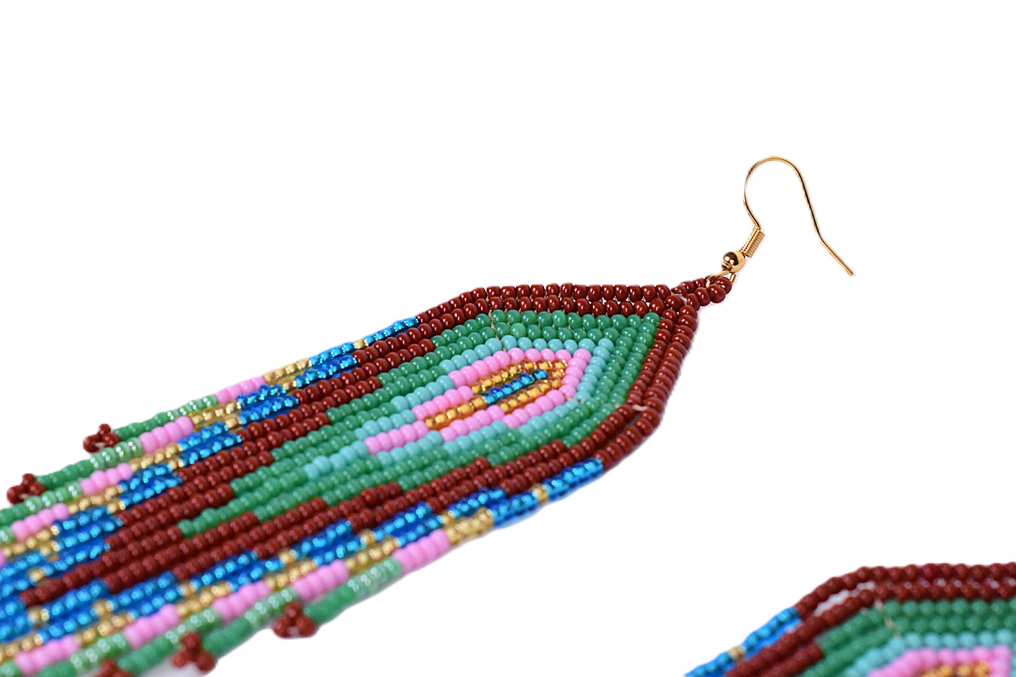 Green & Brown Feather Earrings