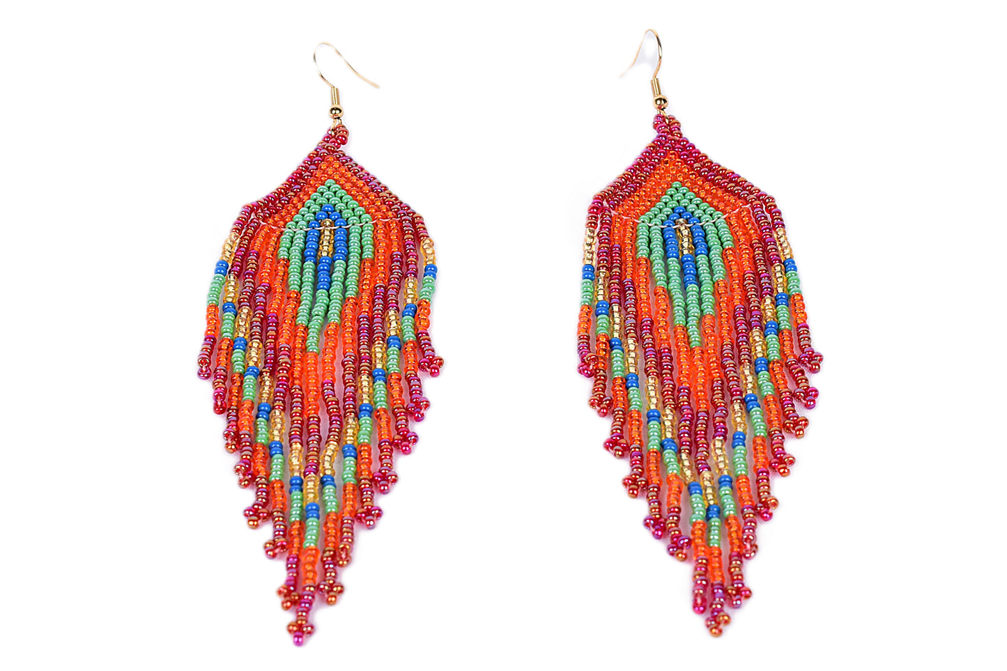 Pink & Orange Feather Earrings