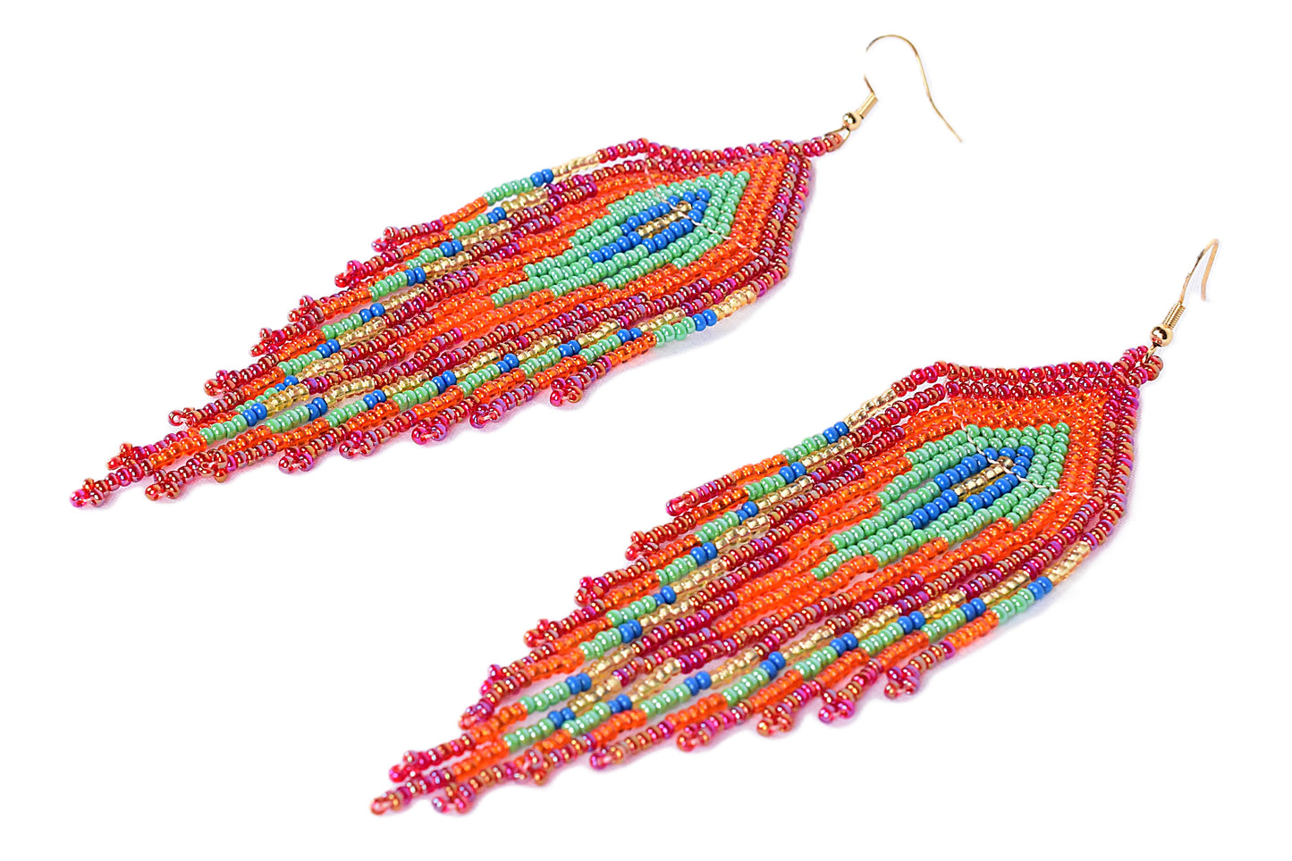 Pink & Orange Feather Earrings