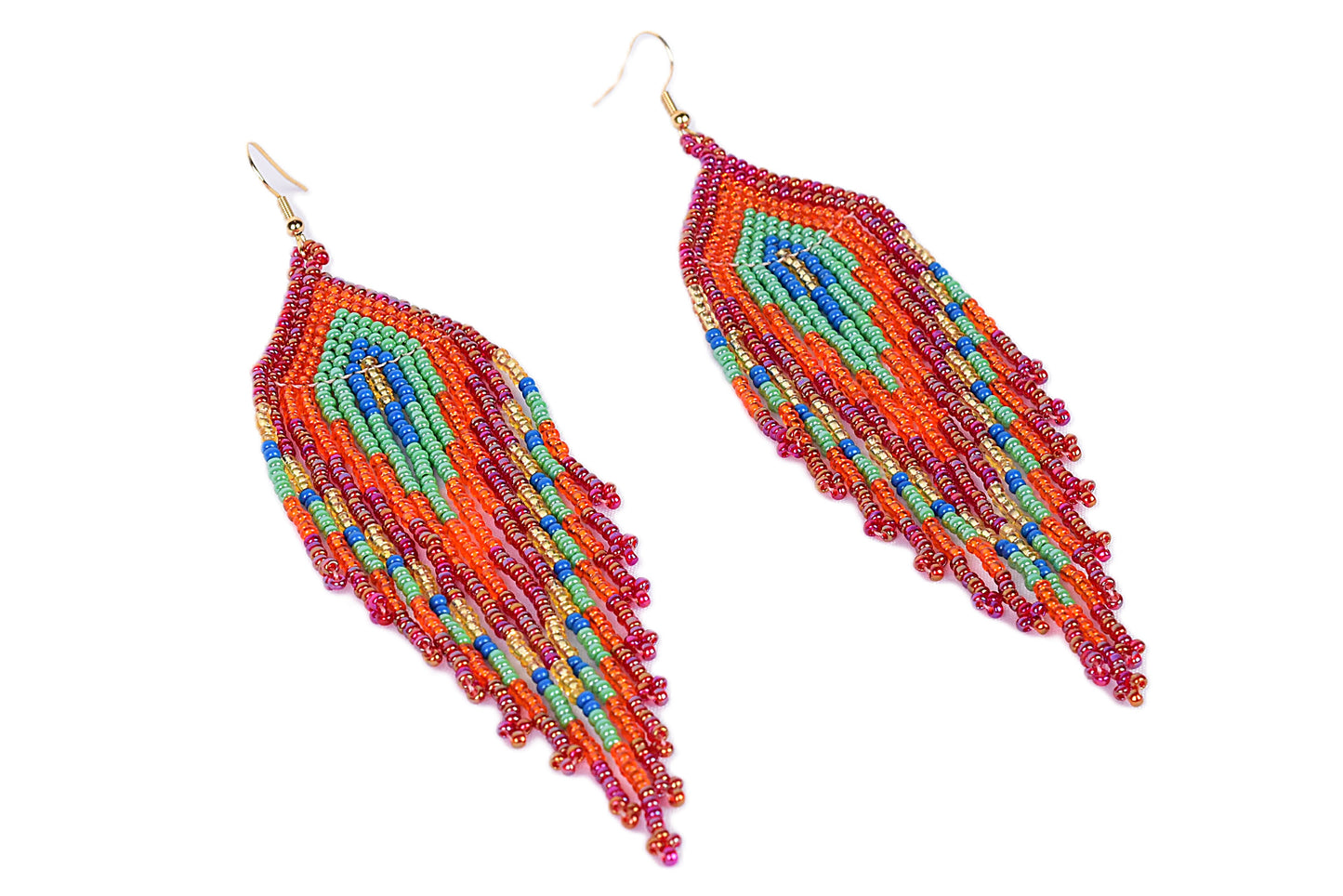 Pink & Orange Feather Earrings