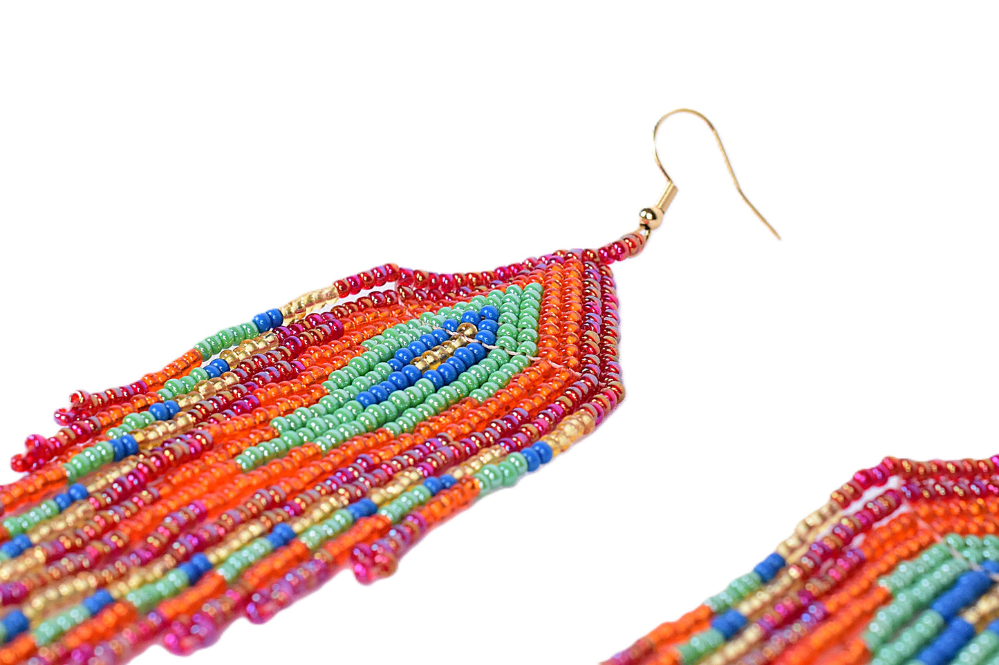 Pink & Orange Feather Earrings