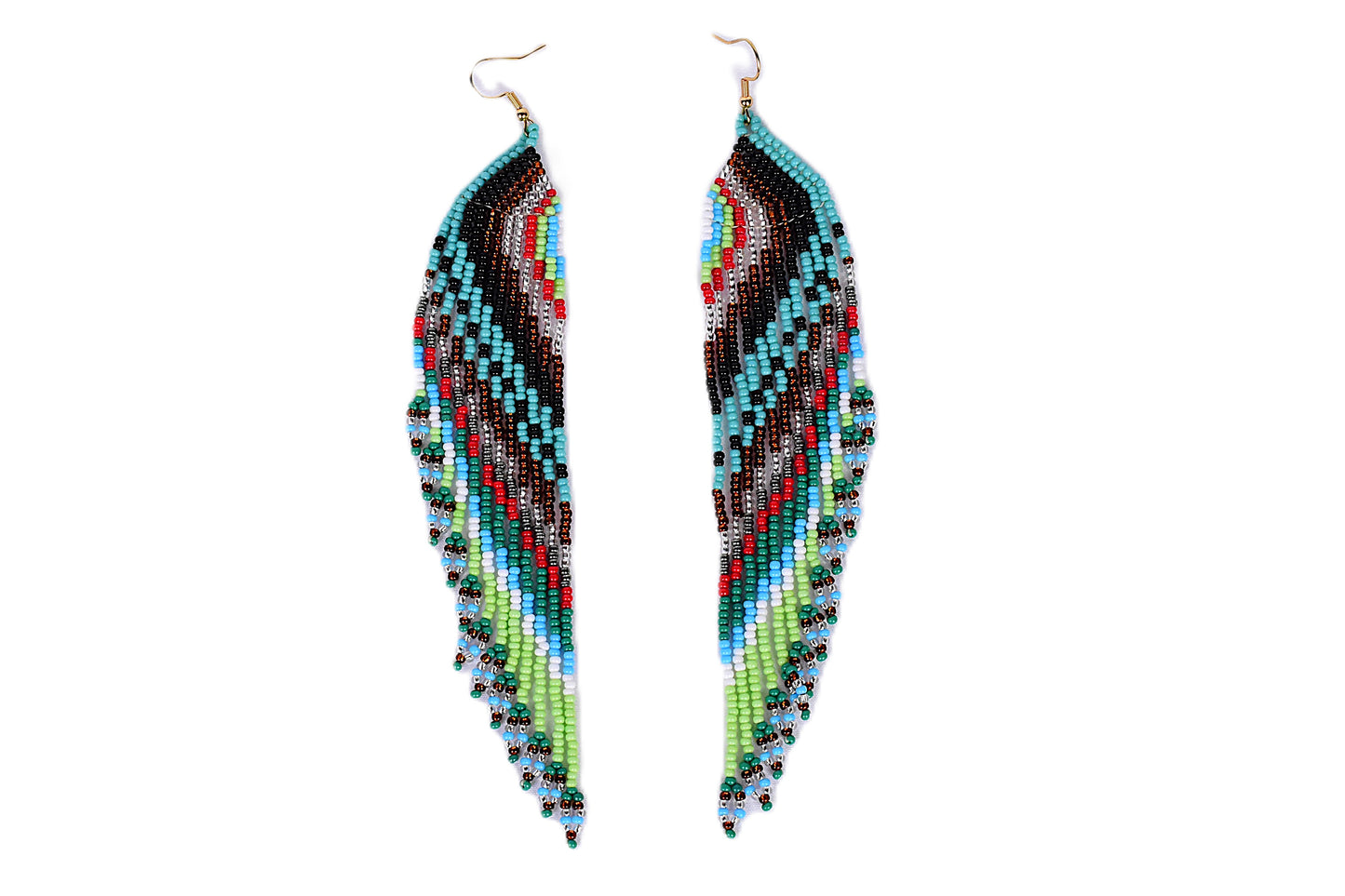 Large Teal & Bronze Feather Earrings