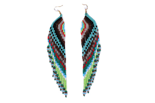 Large Teal & Bronze Feather Earrings