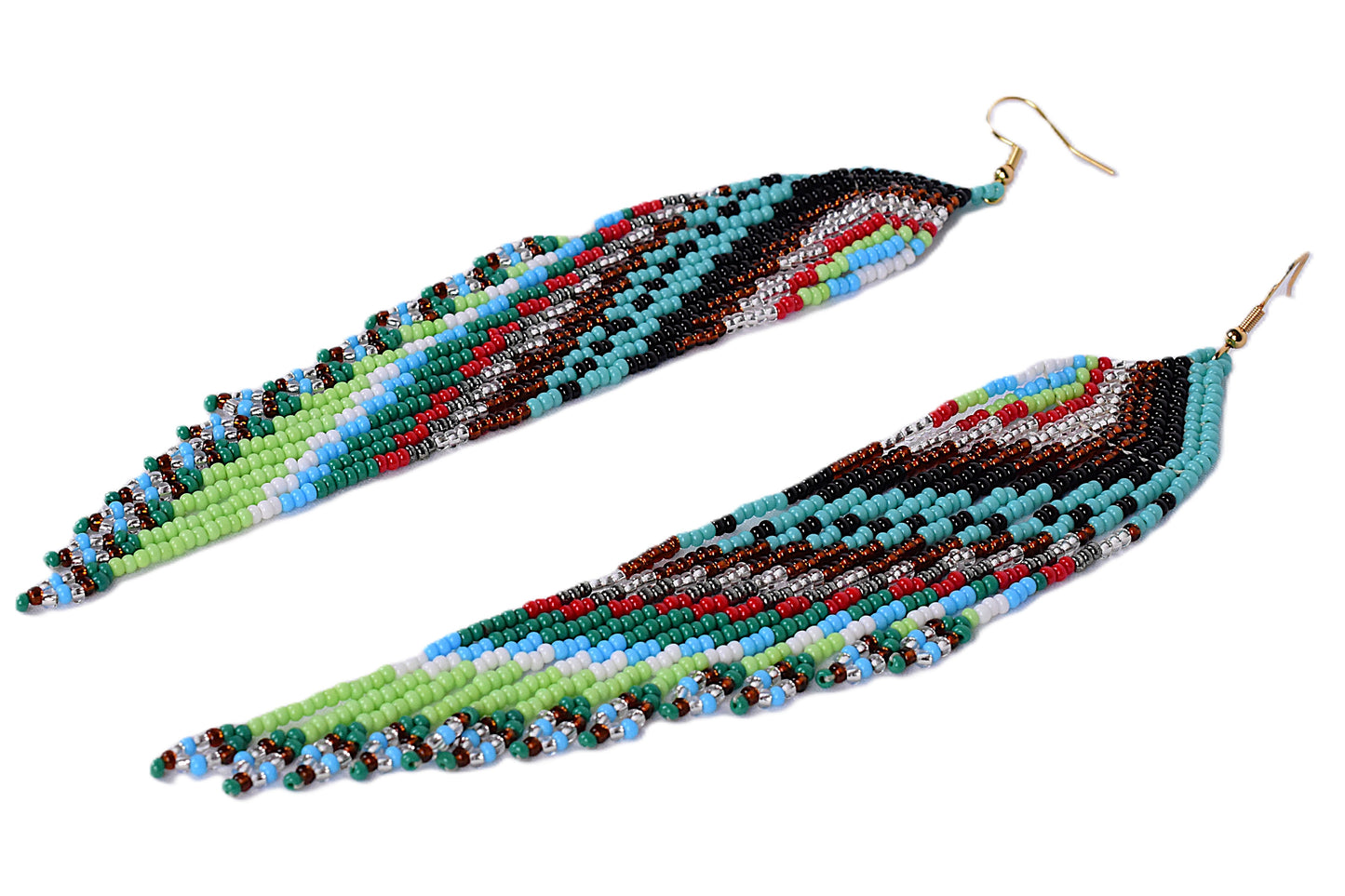 Large Teal & Bronze Feather Earrings