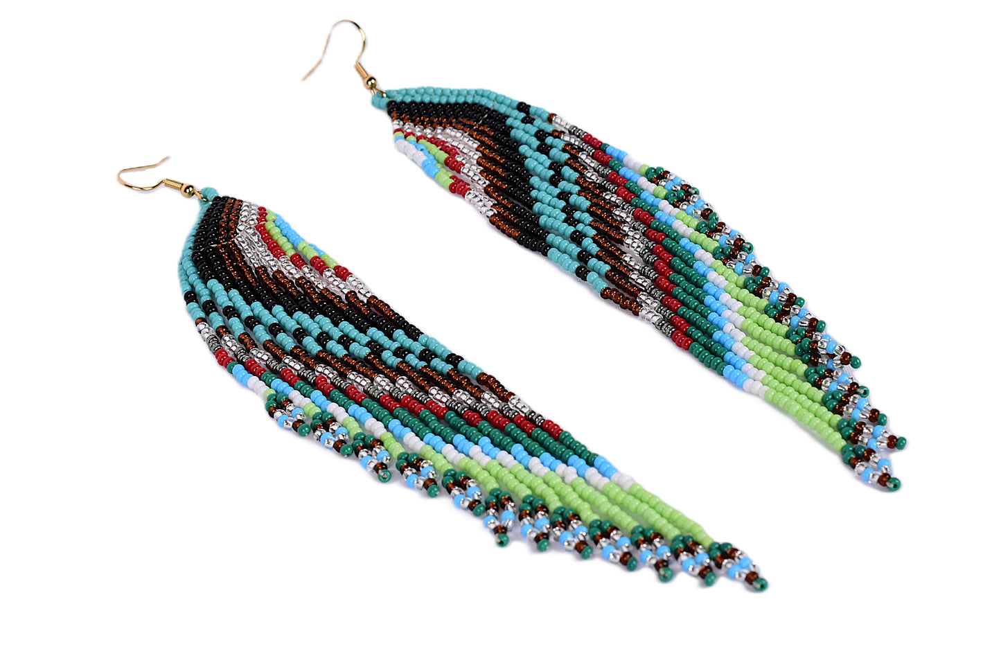 Large Teal & Bronze Feather Earrings