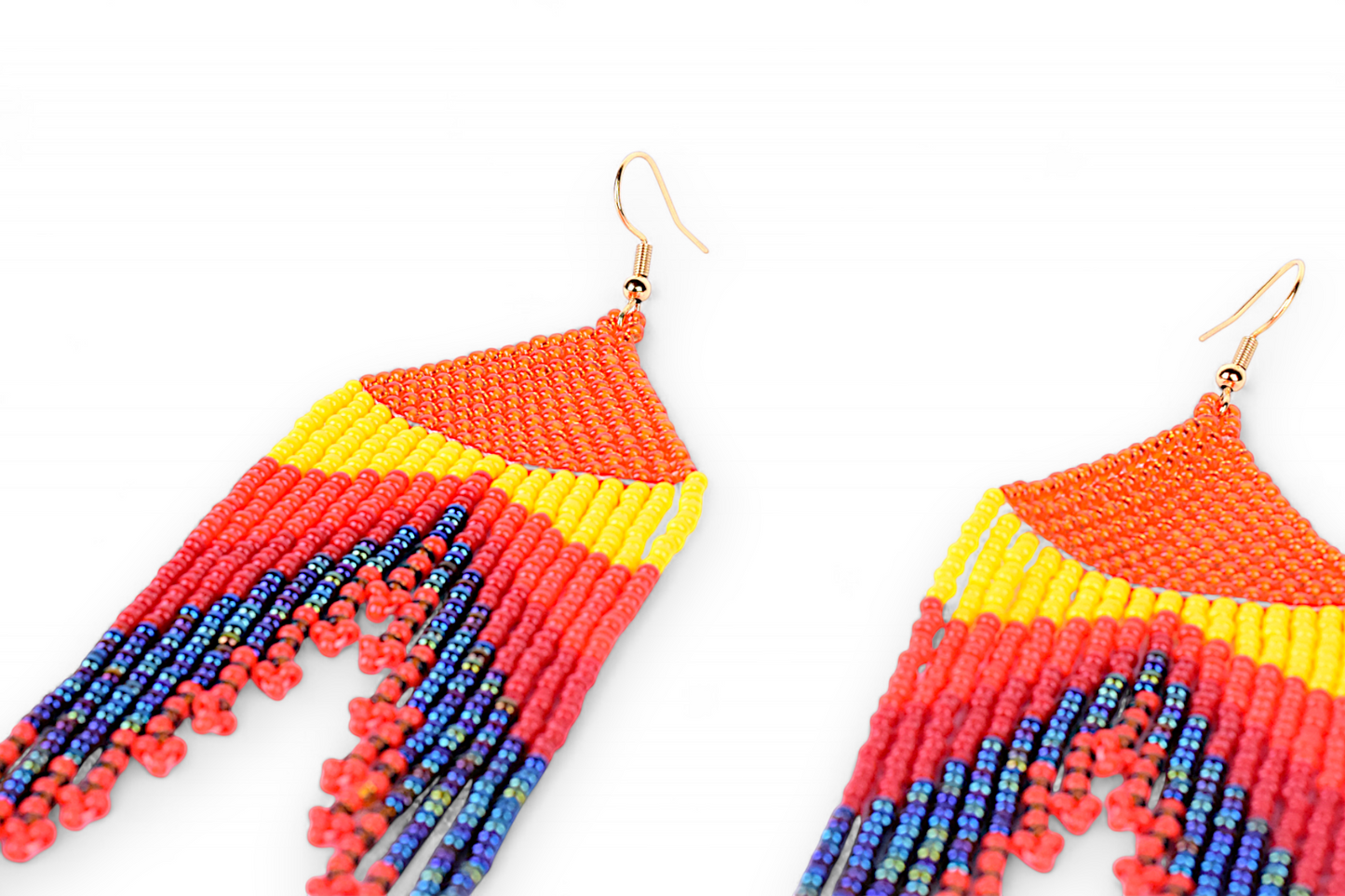 Large Mermaid Tail Earings - Orange & Red