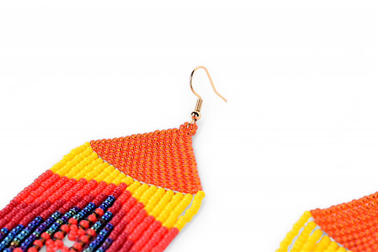 Large Mermaid Tail Earings - Orange & Red