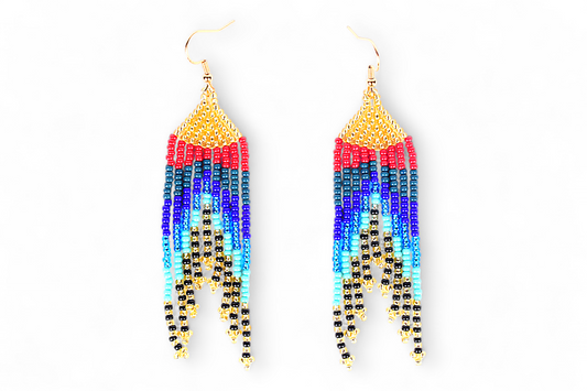 Small Mermaid Tail Earings - Blue & Gold