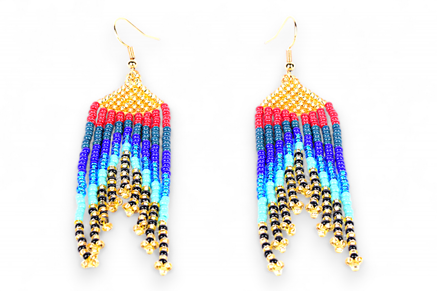 Small Mermaid Tail Earings - Blue & Gold