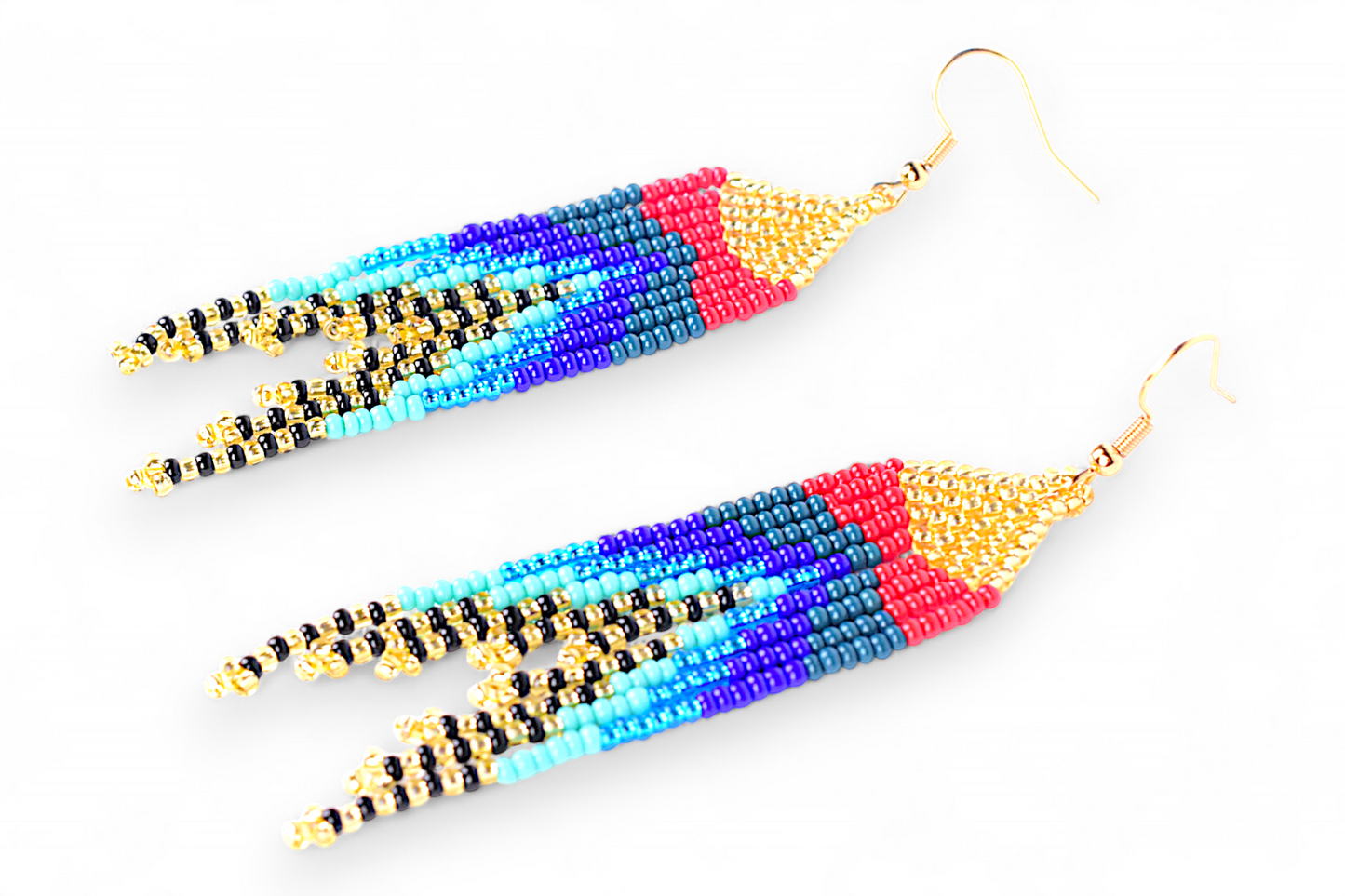 Small Mermaid Tail Earings - Blue & Gold