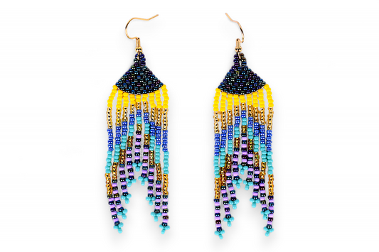 Small Mermaid Tail Earings - Blue & Yellow