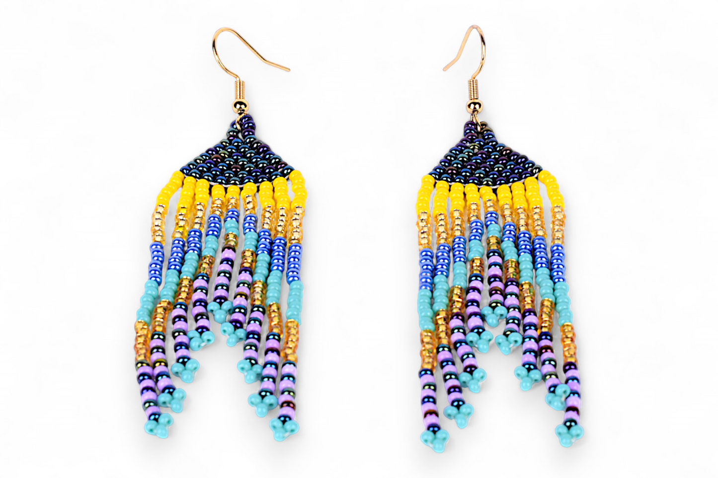 Small Mermaid Tail Earings - Blue & Yellow