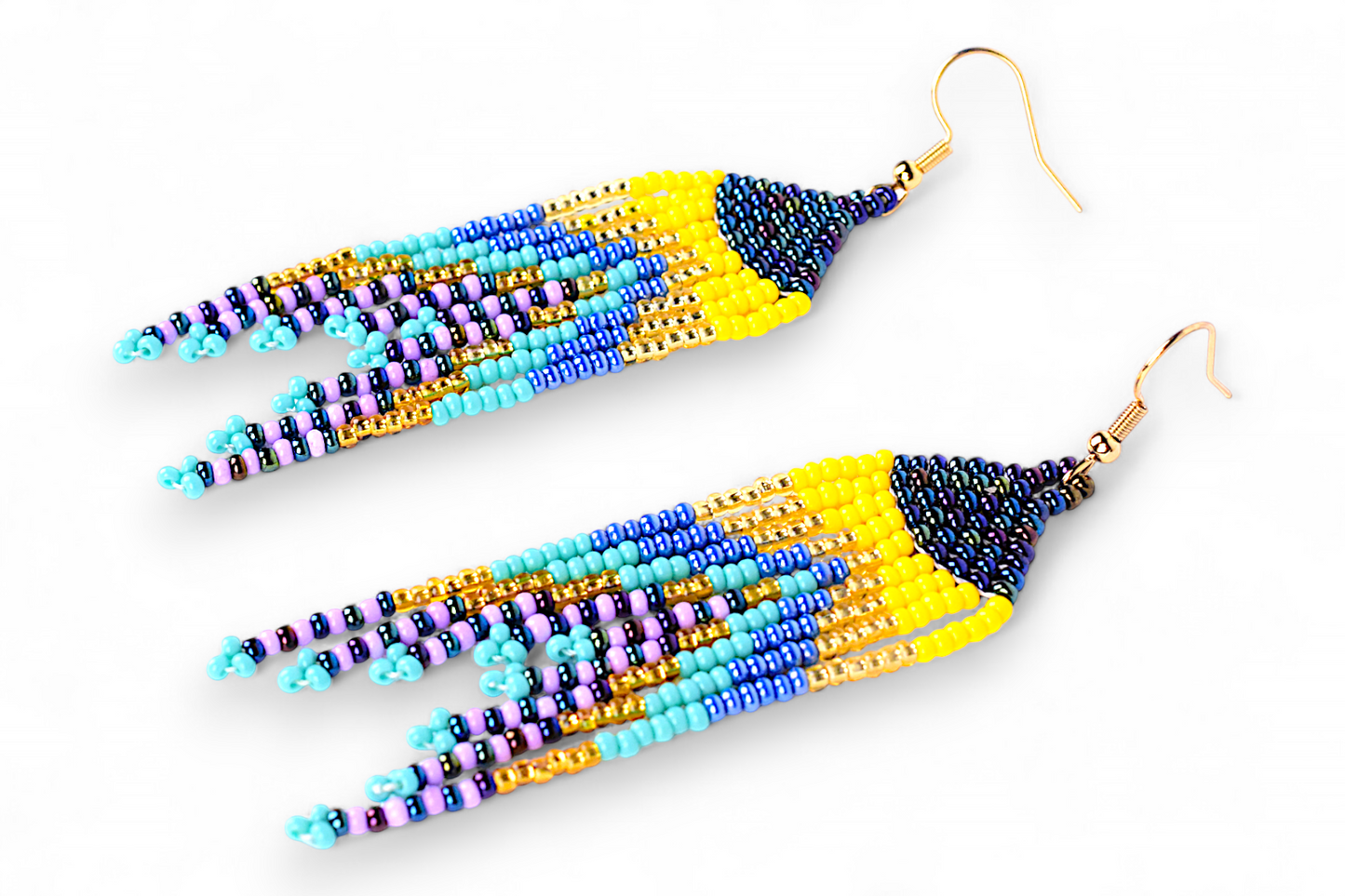 Small Mermaid Tail Earings - Blue & Yellow