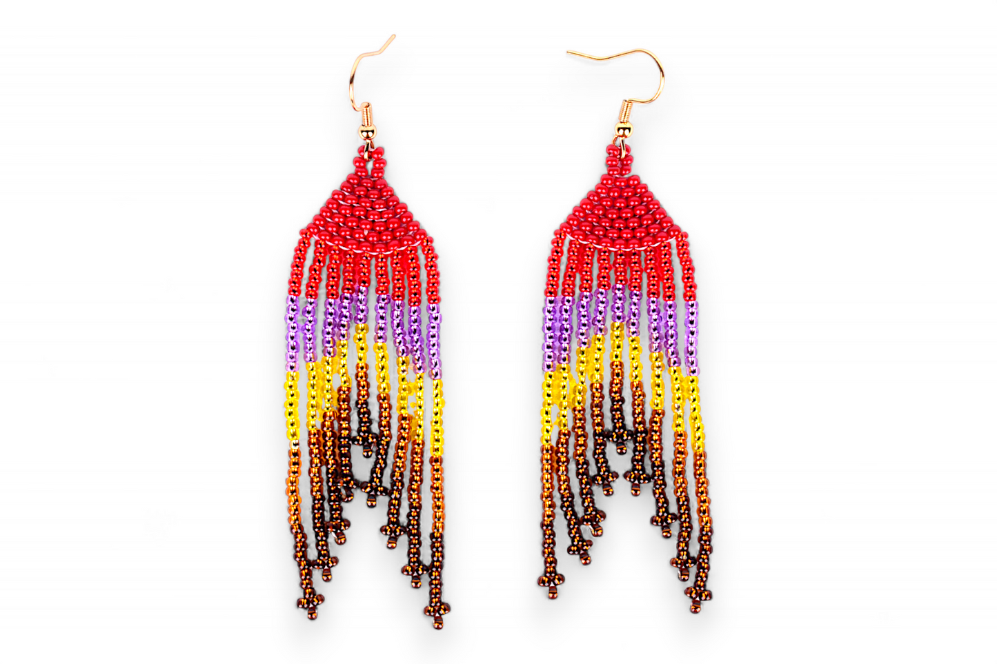 Small Mermaid Tail Earings - Red & Yellow