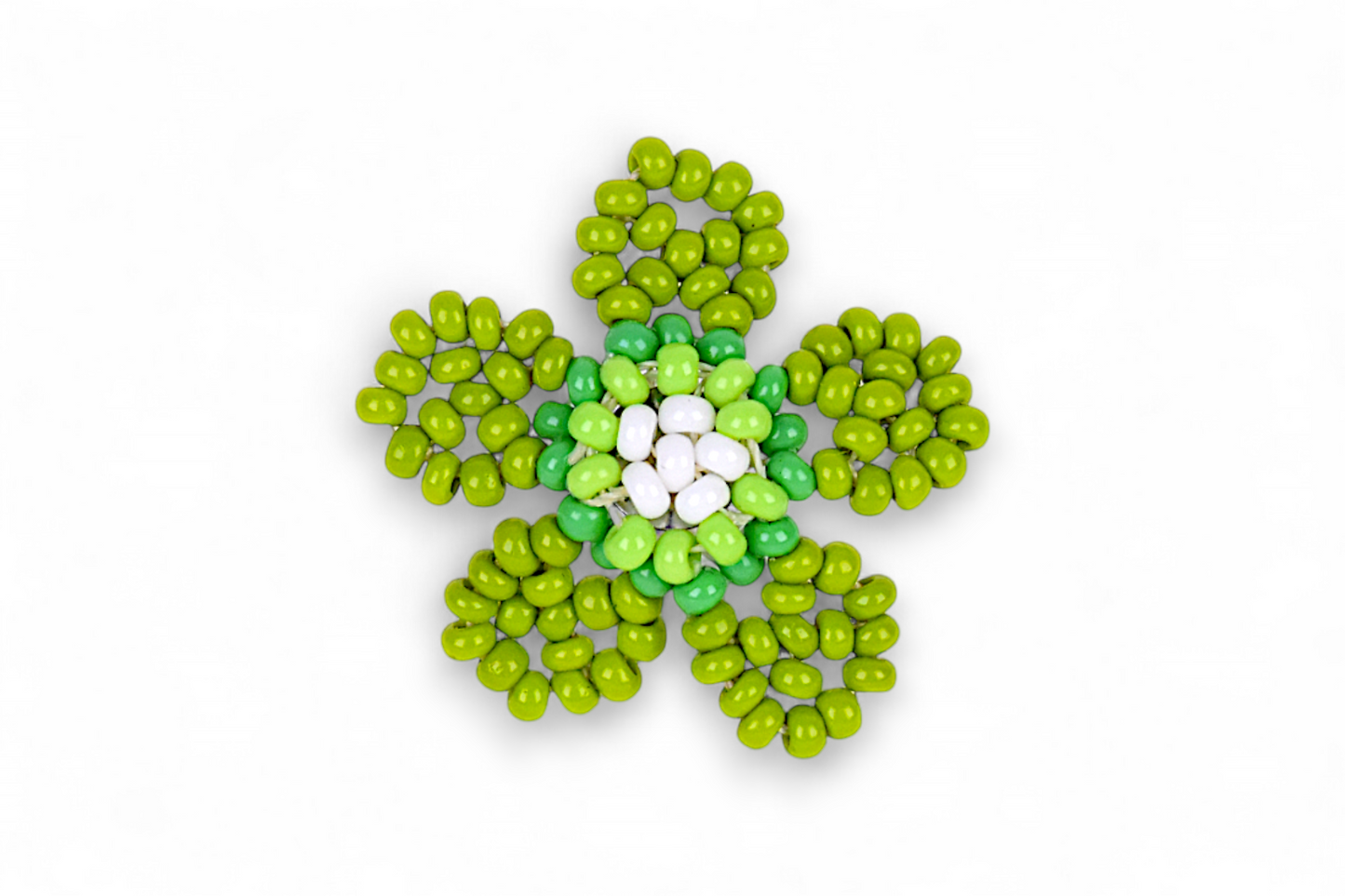 Small Flower Beaded Earrings - Green