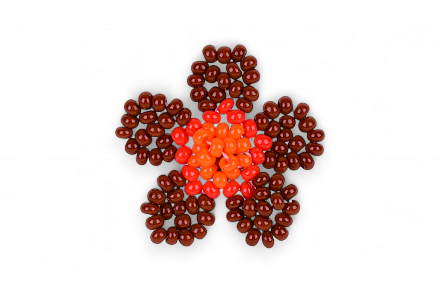 Small Flower Beaded Earrings - Brown