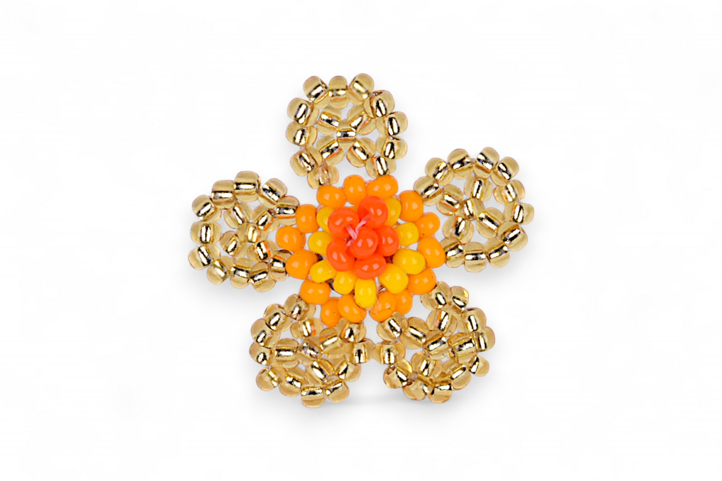 Small Flower Beaded Earrings - Gold