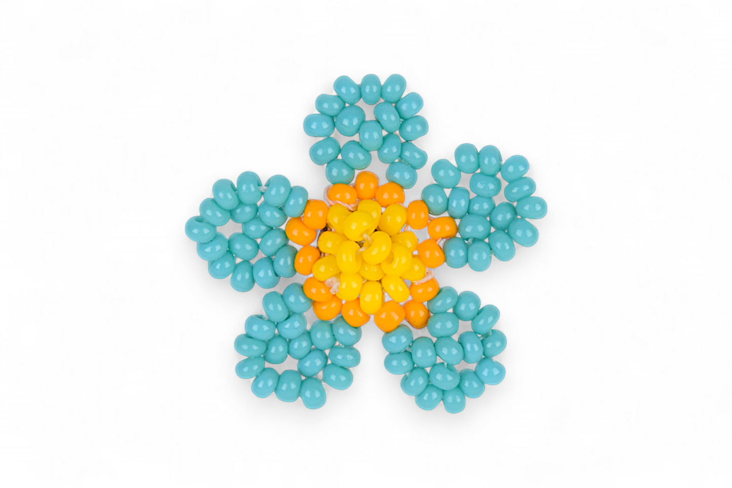 Small Flower Beaded Earrings - Turquoise