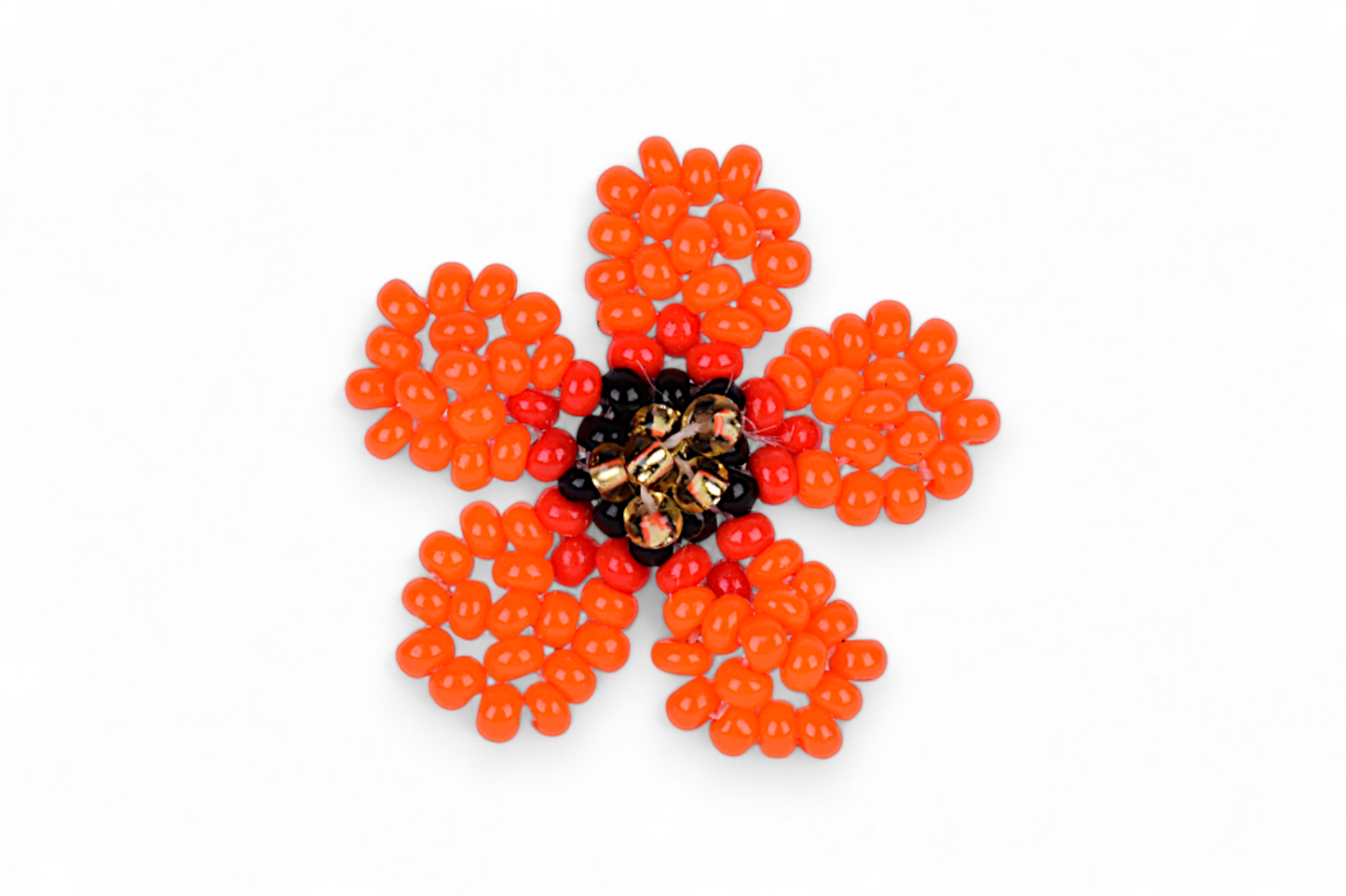 Small Flower Beaded Earrings - Orange